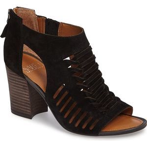 Franco Sarto Black Janice Suede Block Heel Sandals